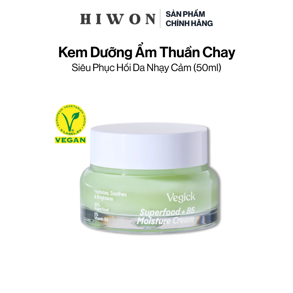 Kem Dưỡng Ẩm Thuần Chay Siêu Phục Hồi Da Nhạy Cảm Vegick Superfood + B5 Moisture Cream 50ml