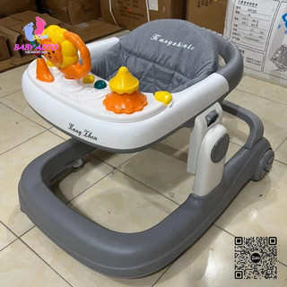 Xe Tập Đi Chữ U Có Bàn Nhạc Tháo Rời Thành Bàn Ăn, Có Thể Điều Chỉnh Cao Thấp 5 Mức (Đỏ-Đen-Xám)