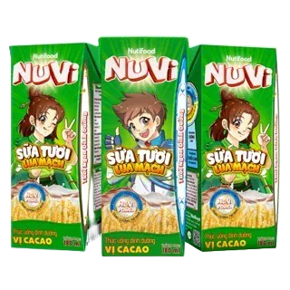 Thùng 48 hộp 180ml Sữa tươi lúa mạch Nuvi vị cacao