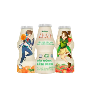 (Nutifood)Thùng 48 chai 100ml sữa chua uống lên men Nuvi có đường