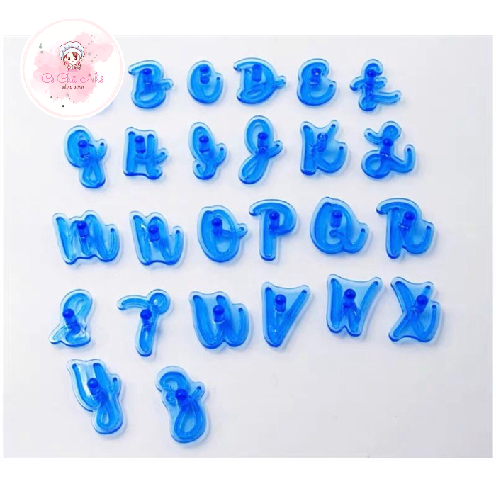 Bộ 26 khuôn nhấn chữ, số 3.5cm