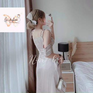 Đầm Hai Dây Nơ Vai Cổ Đổ Có Mút
