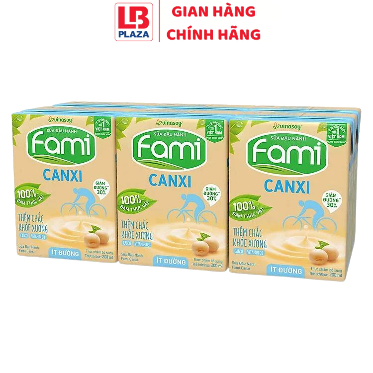 Sữa Fami Canxi ít đường 6*200ml