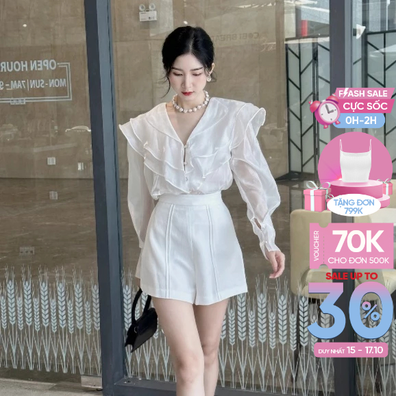 RECHIC Quần short nữ Trico lưng cao trơn dáng A cơ bản