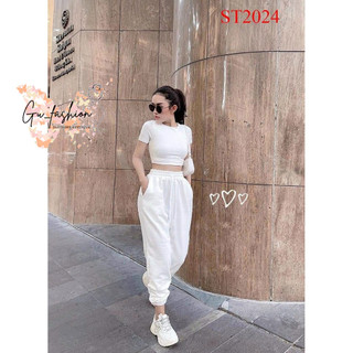 hết hàng Set áo croptop và quần dài phong cách thể thao