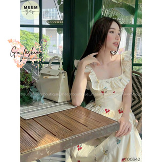 Đầm xòe voan hoa phối bèo có mút