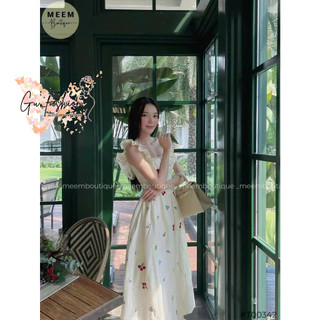 Đầm xòe voan hoa phối bèo có mút