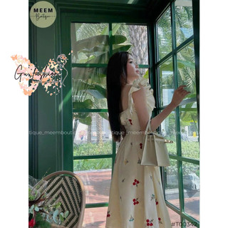 Đầm xòe voan hoa phối bèo có mút