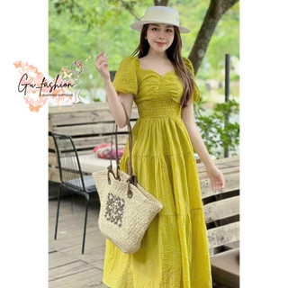 Đầm xòe tay phồng mocking có mút