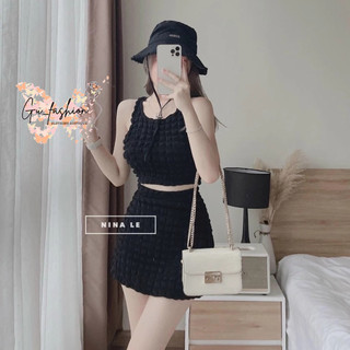hết hàng Set Áo Croptop Và Chân Váy Cót Lót