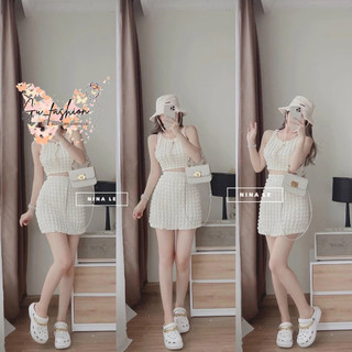 hết hàng Set Áo Croptop Và Chân Váy Cót Lót