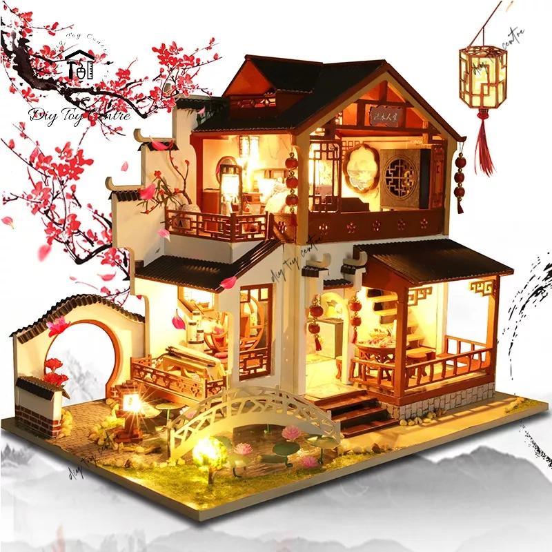 Mô hình đồ chơi DIY Nhà búp bê thủ công tự làm lấy bằng gỗ phong cách kiến trúc Trung Quốc cổ đại Chuyện Xưa Viết Lại