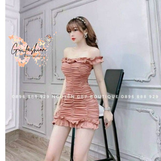 Đầm body nhún trễ vai bèo đuôi cá quyến rũ ( có mút ngực)