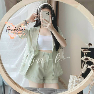 Set bộ vest đùi 3 món kèm áo trong xinh xắn