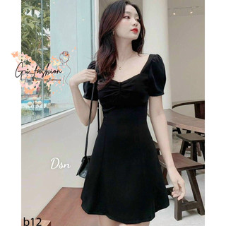 Đầm tiểu thư nhún ngực tay ngắn siêu xinh gu fashion