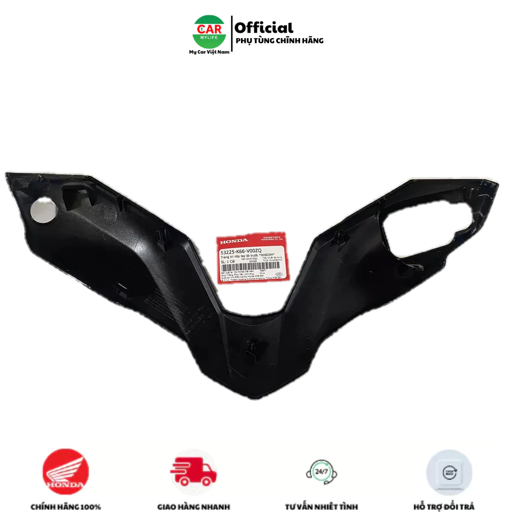 Trang trí nắp tay lái trước - chữ V HONDA AIR BLADE 125 năm 2015-2016 màu Đen. *NHB25M* 53225K66V00ZQ