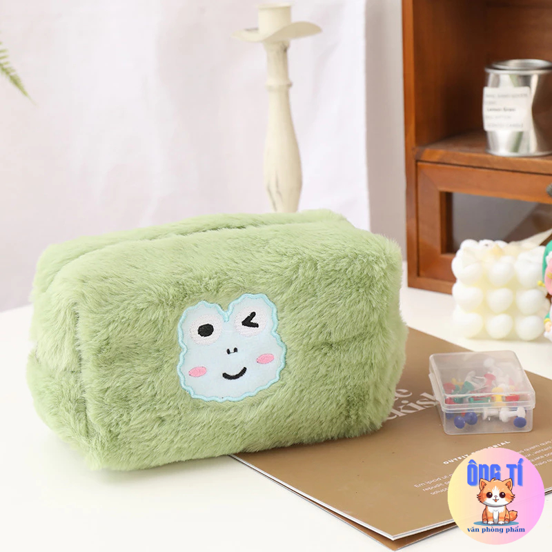 Túi bút lông họat hình gấu dâu/thỏ dung tích lớn họa tiết dễ thương