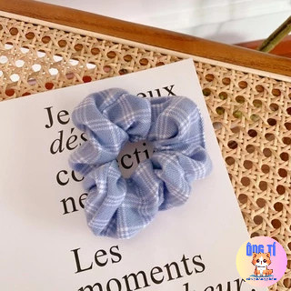 Dây cột tóc Scrunchies, dây buộc tóc vải họa tiết đơn giản