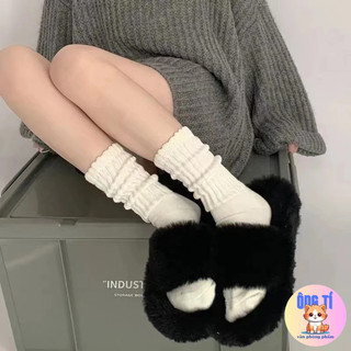 Vớ cổ nhún/cổ cao basic trắng đen, tất cổ cao