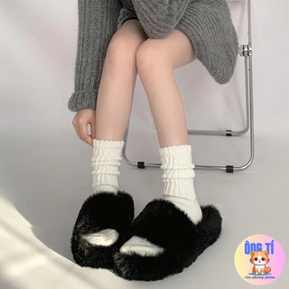 Vớ cổ nhún/cổ cao basic trắng đen, tất cổ cao
