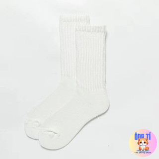 Vớ cổ nhún/cổ cao basic trắng đen, tất cổ cao