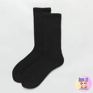 Vớ cổ nhún/cổ cao basic trắng đen, tất cổ cao