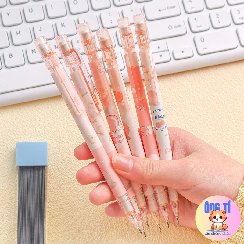 Bút chì hình quả đào ngòi 0.5mm dụng cụ học tập