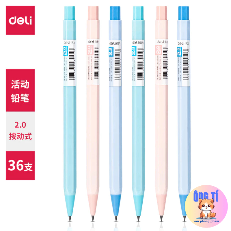Bút chì bấm lục giác Deli thiết kế đơn giản màu pastel xinh xắn