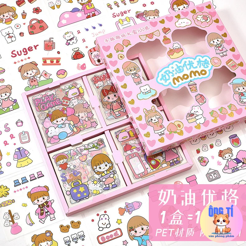 SET 20 STICKER hoạt hình dán trang trí sổ bình nước vở không thấm nước
