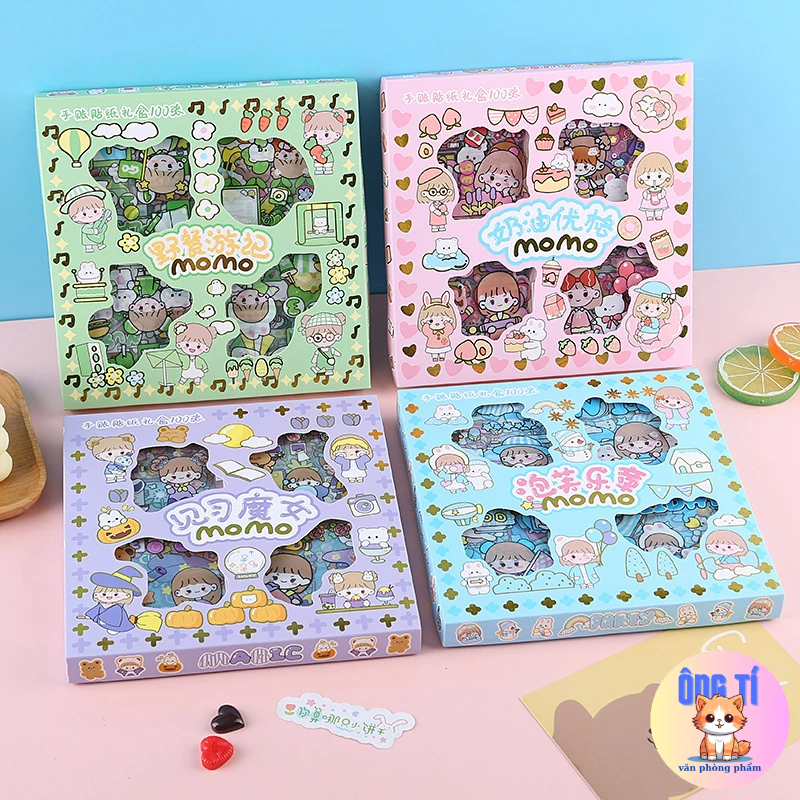 SET 20 STICKER hoạt hình dán trang trí sổ bình nước vở không thấm nước