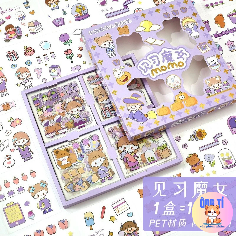 SET 20 STICKER hoạt hình dán trang trí sổ bình nước vở không thấm nước