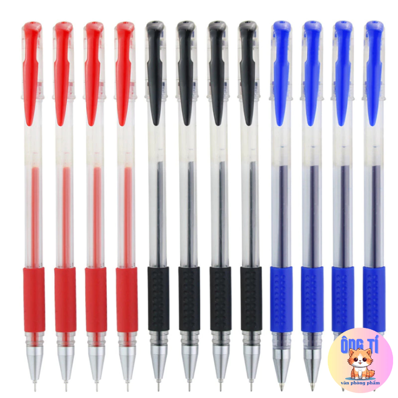 Combo 2 Bút gel ba màu mực xanh/đen/đỏ-Văn phòng phẩm Ông Tí