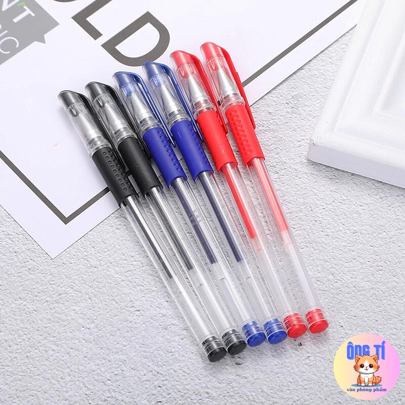 Combo 2 Bút gel ba màu mực xanh/đen/đỏ-Văn phòng phẩm Ông Tí