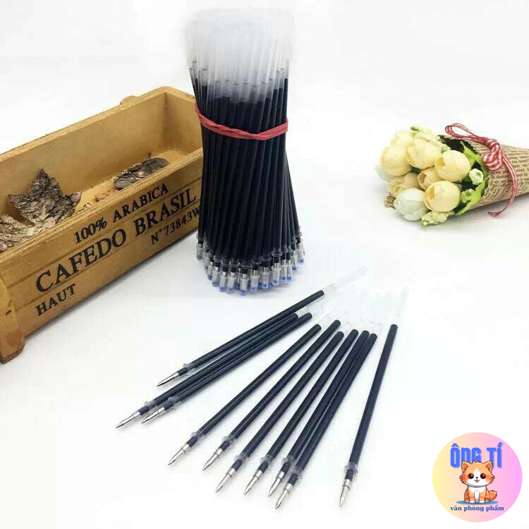 Combo 10 ruột bút gel thay thế, ngòi kim 0.5mm  xanh đỏ đen
