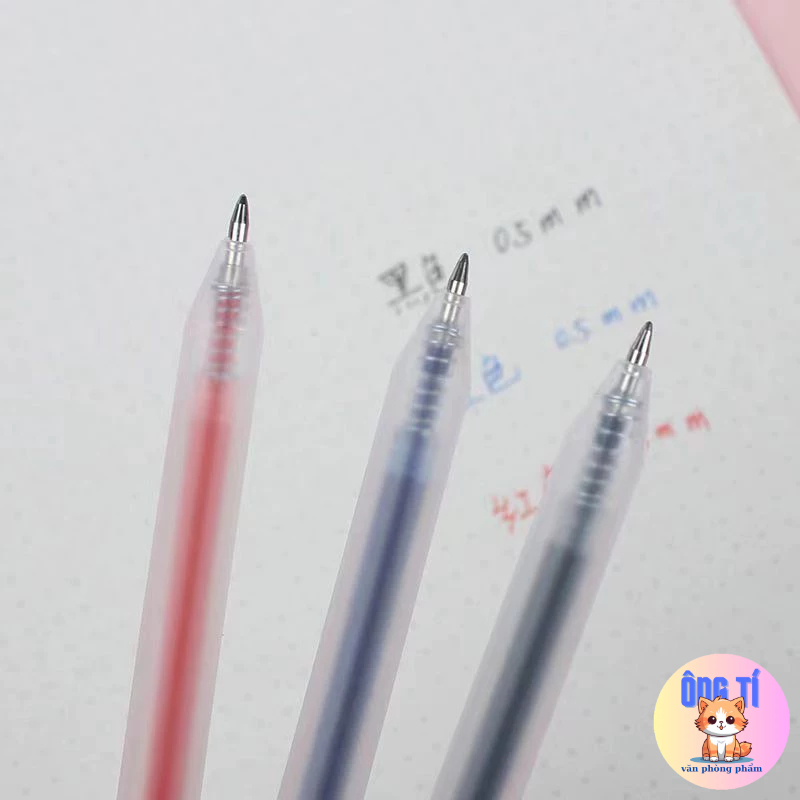 Combo 2 Bút gel bấm ba màu xanh/đỏ/đen ngòi 0.5mm