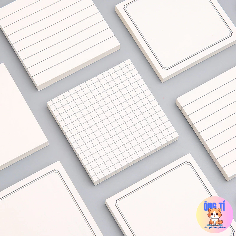 Giấy note ghi chú 80 tờ, giấy nhớ trơn/kẻ ngang/ô vuông
