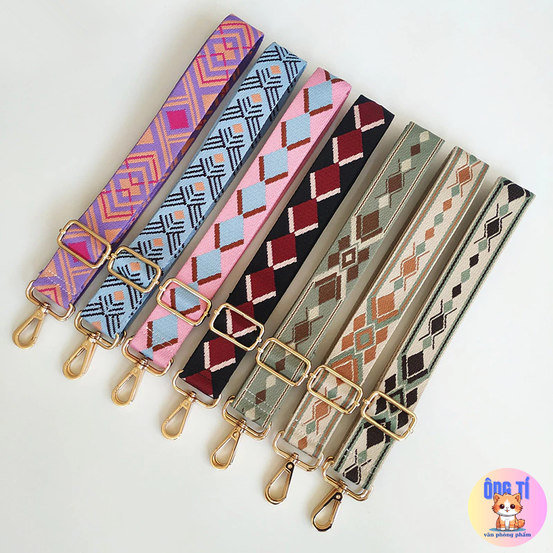 Dây đeo túi họa tiết thổ cẩm vintage ,dây đeo chéo phụ kiện thời trang