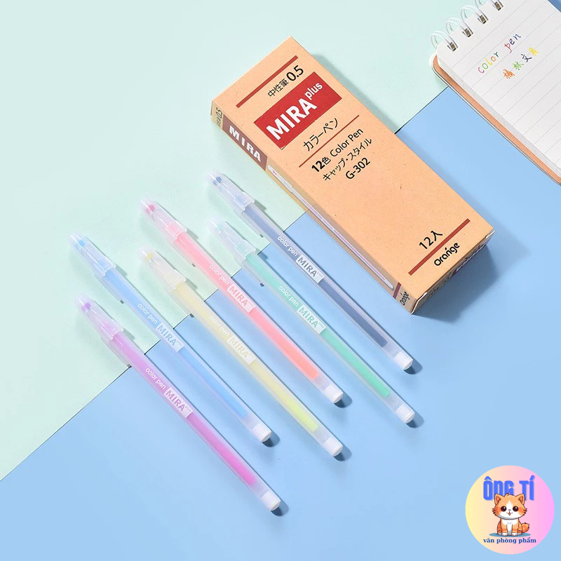 Bút Mira 12 màu 0.5mm ,bút gel nhiều màu phong cách Hàn Quốc văn phòng phẩm