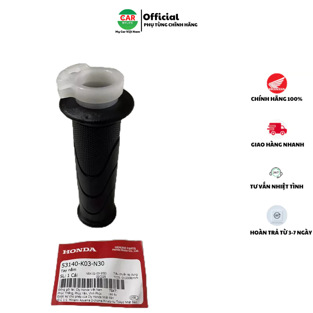 Cao su tay nắm bên phải - bao tay HONDA WAVE RSX 110 Fi năm 2014-2015-2016. 53140K03N30
