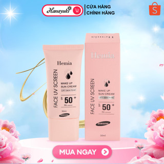 Kem chống nắng Hemia 50ml chính hãng tác dụng dưỡng trắng nâng tone SPF50+ thấm mướt nhanh, mịn màng
