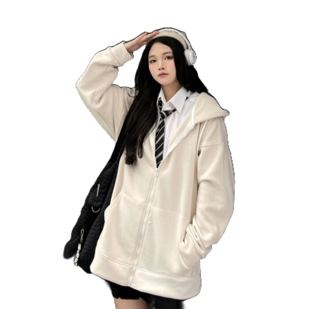 Áo khoác hoodie zip chất nỉ bông form rộng. Áo hoodie có khoá kéo phù hợp cho cả nam và nữ tem mác đầy đủ