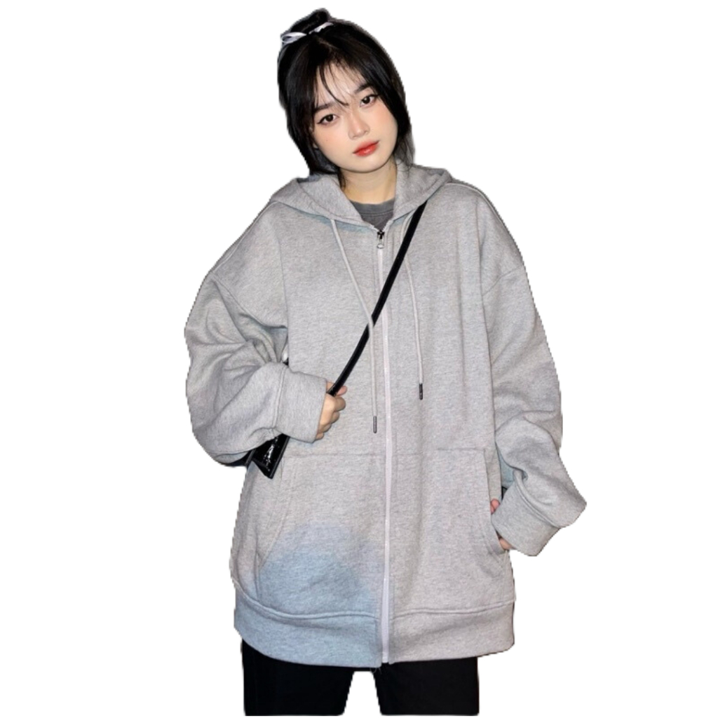 Áo khoác hoodie zip chất nỉ bông form rộng. Áo hoodie có khoá kéo phù hợp cho cả nam và nữ tem mác đầy đủ