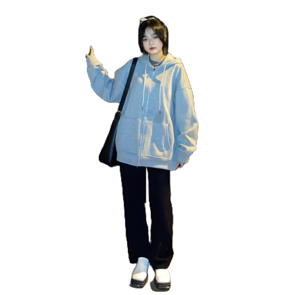 Áo khoác hoodie zip chất nỉ bông form rộng. Áo hoodie có khoá kéo phù hợp cho cả nam và nữ tem mác đầy đủ