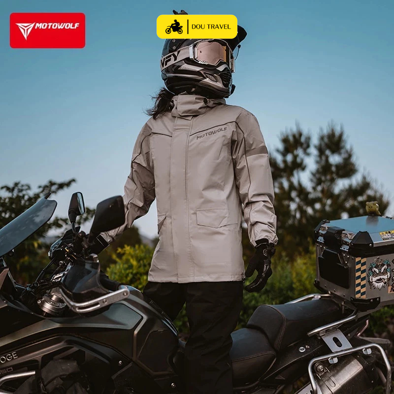 Áo mưa bộ MOTOWOLF chính hãng đi xe máy, bộ áo mưa đi phượt, có bọc giày ,lưới thoáng khí bên trong nhiều màu-MDL0403B