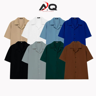 Áo sơ mi tay ngắn nam nữ form rộng sơ mi cổ vest chất vải lụa mịn mát mẻ thoáng mát
