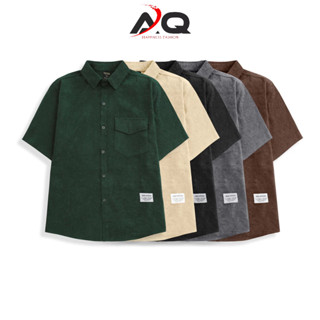 Áo sơ mi nam nữ tay ngắn chất nhung tăm mềm mịn kiểu dáng form rộng cao cấp