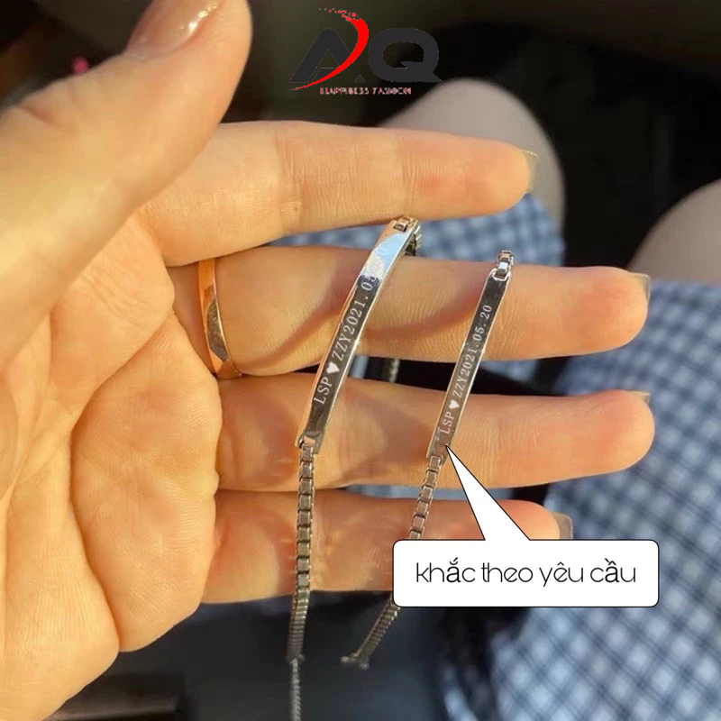 Khắc tên in tên lên Vòng tay titan MĂT XÍCH cặp đôi nam nữ lắc tay bằng thép không gỉ thiết kế đơn giản thanh lịch