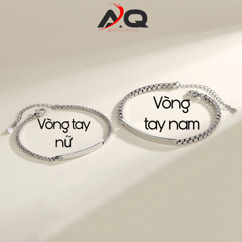 Khắc tên in tên lên Vòng tay titan MĂT XÍCH cặp đôi nam nữ lắc tay bằng thép không gỉ thiết kế đơn giản thanh lịch