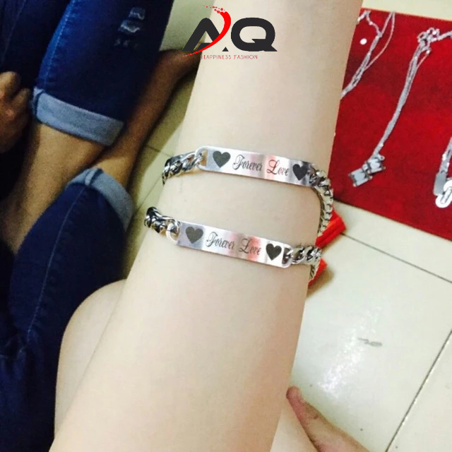 Khắc tên in tên lên Vòng tay titan MĂT XÍCH cặp đôi nam nữ lắc tay bằng thép không gỉ thiết kế đơn giản thanh lịch