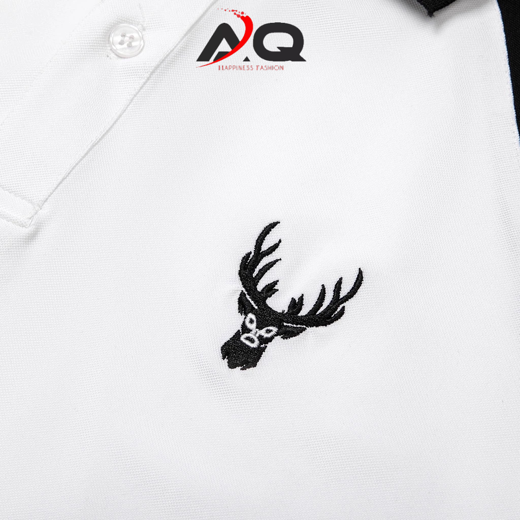 Áo thun Polo nam cá sấu chất cotton thêu sừng hưu cao cấp basic trắng đen